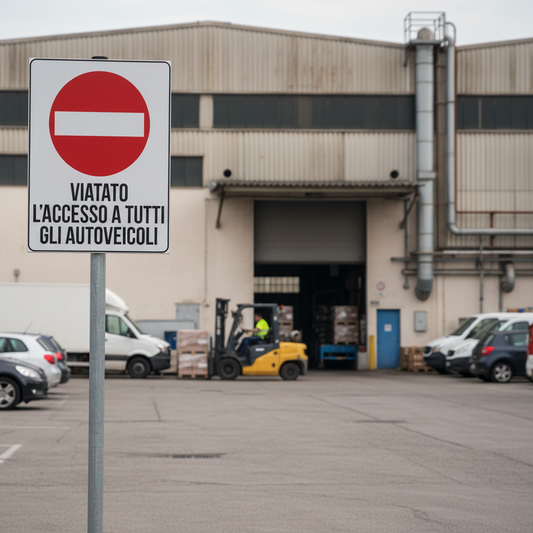 Cartello Vietato l'Accesso a Tutti gli Autoveicoli - ambientata