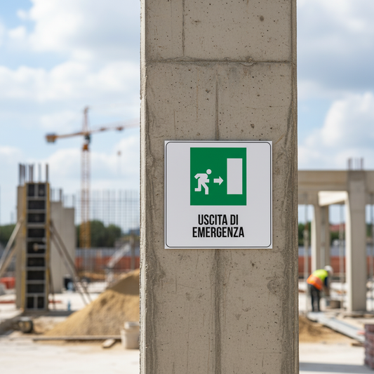 Cartello Uscita di Emergenza ambientato cantiere