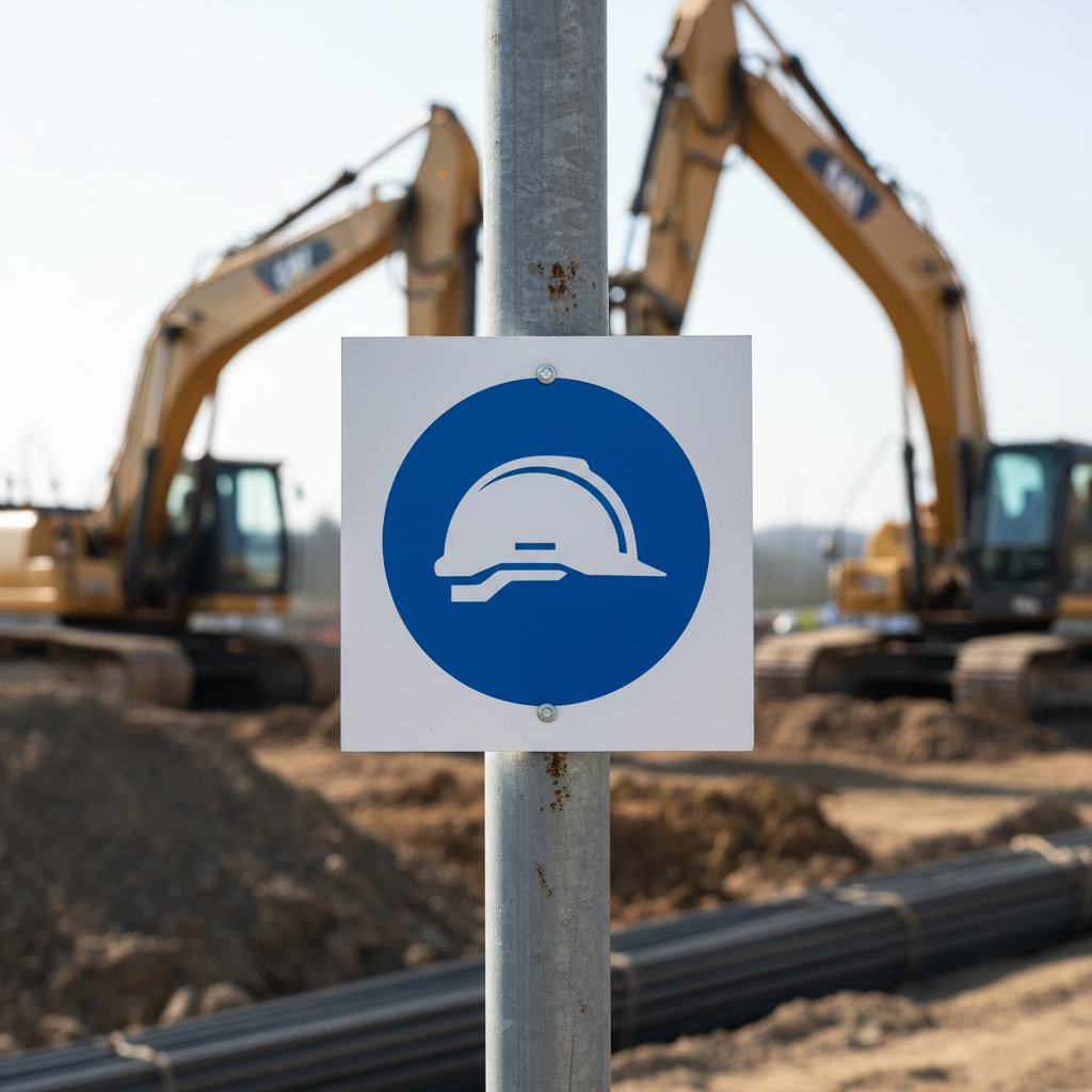 Cartello obbligo casco 40x40 cm in cantiere