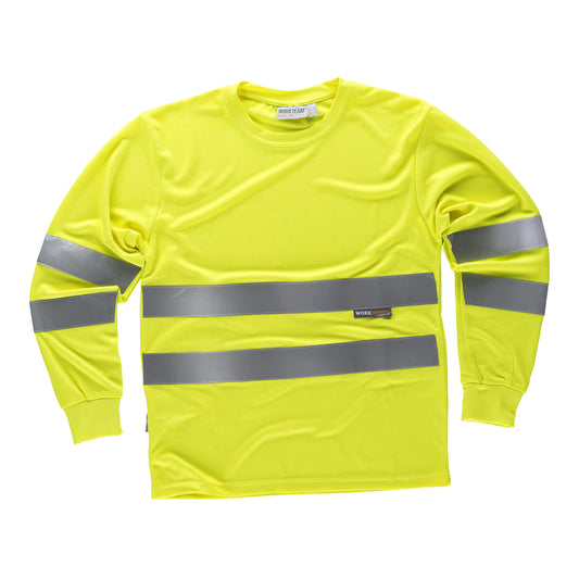 Kit 3 pz - T-Shirt Manica Lunga Alta Visibilità Classe 2 - Workteam C3933