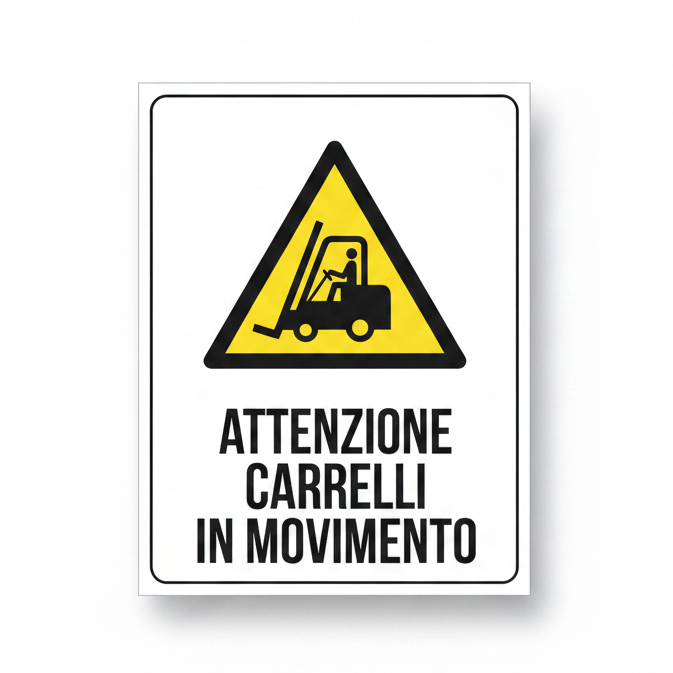 Cartello Attenzione Carrelli in Movimento - quadrato