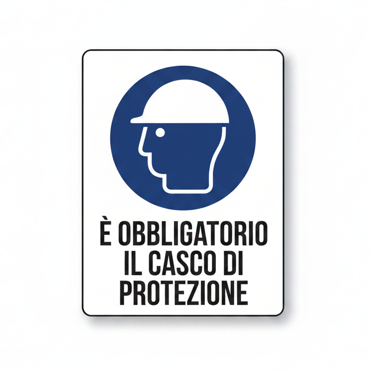 Cartello Obbligo Casco - quadrato