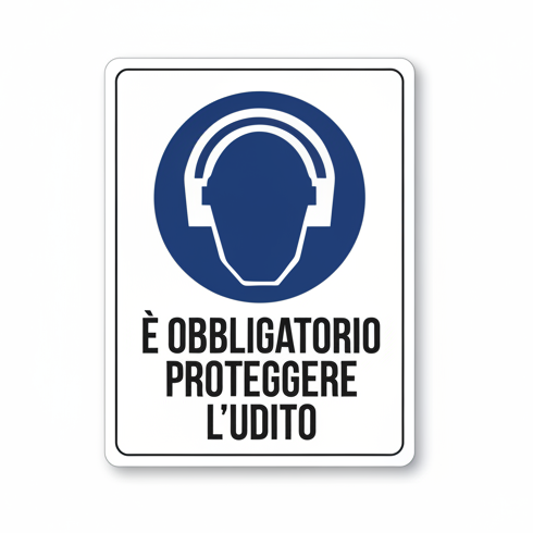 Cartello Obbligo Protezione Udito - quadrato