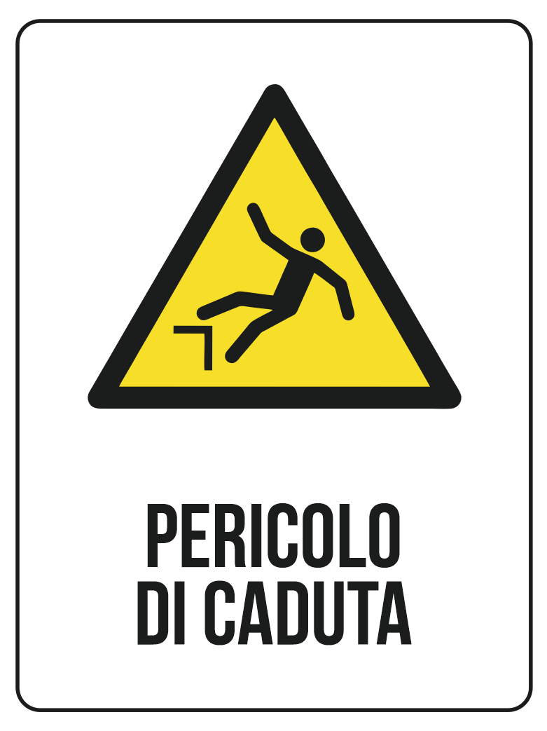 KIT 10 PZ - Cartello Pericolo di Caduta 30x40 cm in Polionda