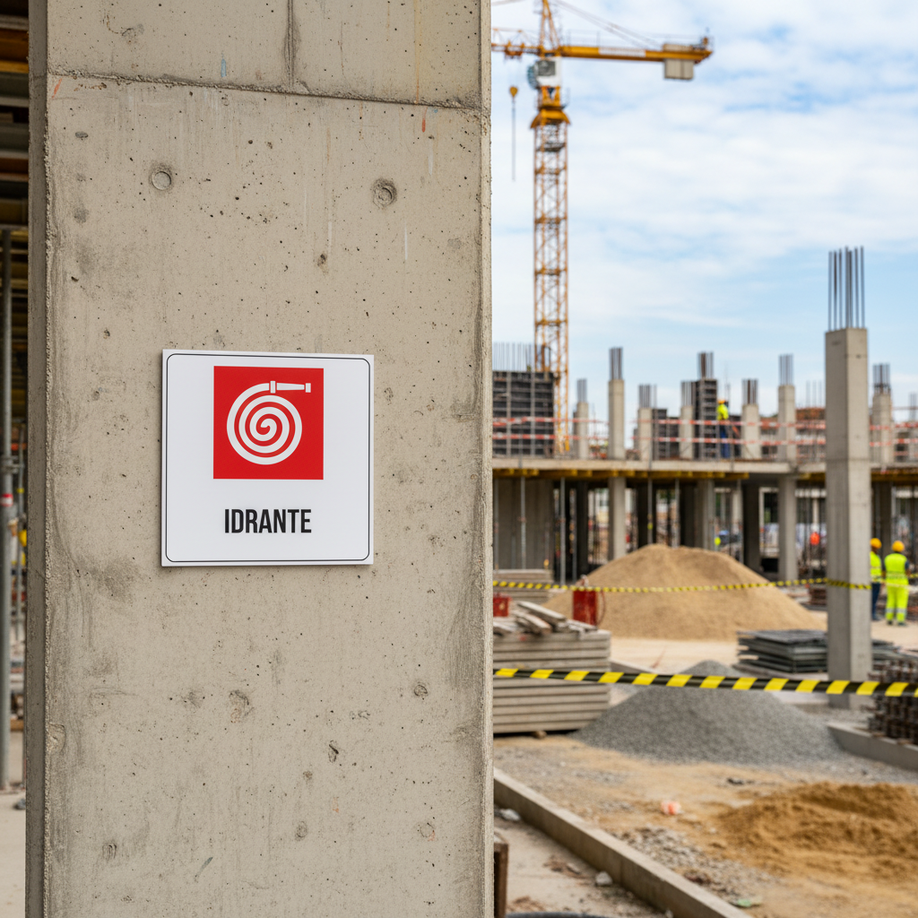 Cartello Idrante ambientato cantiere