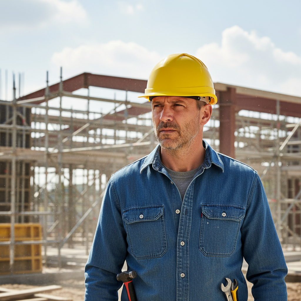 Elmetto di Sicurezza Giallo indossato in cantiere