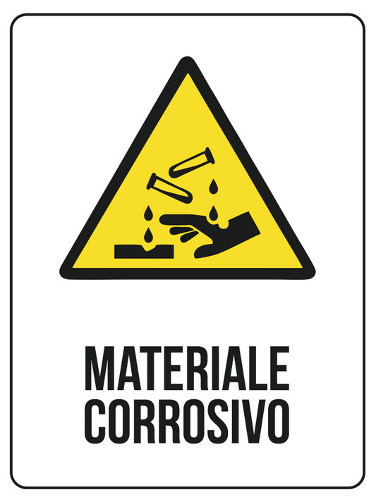 KIT 10 PZ - Cartello Pericolo Materiale Corrosivo 30x40 cm in Polionda