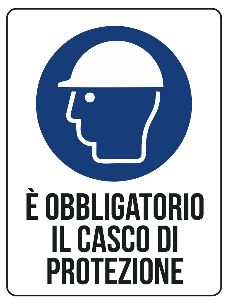 KIT 10 PZ - Cartello Obbligo Casco 30x40 cm in Polionda