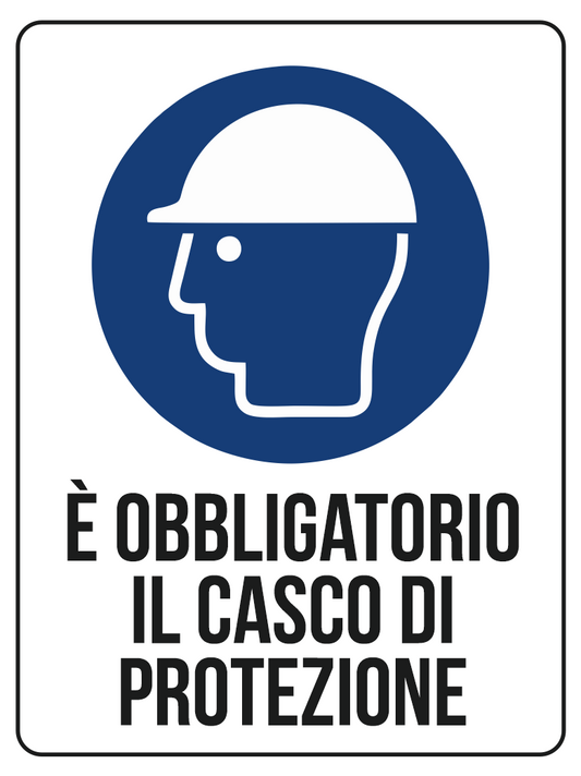 KIT 10 PZ - Cartello Obbligo Casco 30x40 cm in Polionda