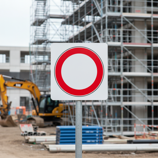Cartello divieto di transito 40x40 cm installato in cantiere
