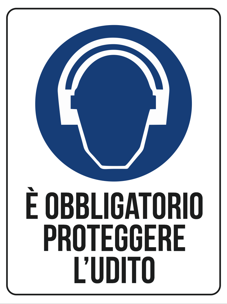 KIT 10 PZ - Cartello Obbligo Protezione Udito 30x40 cm in Polionda