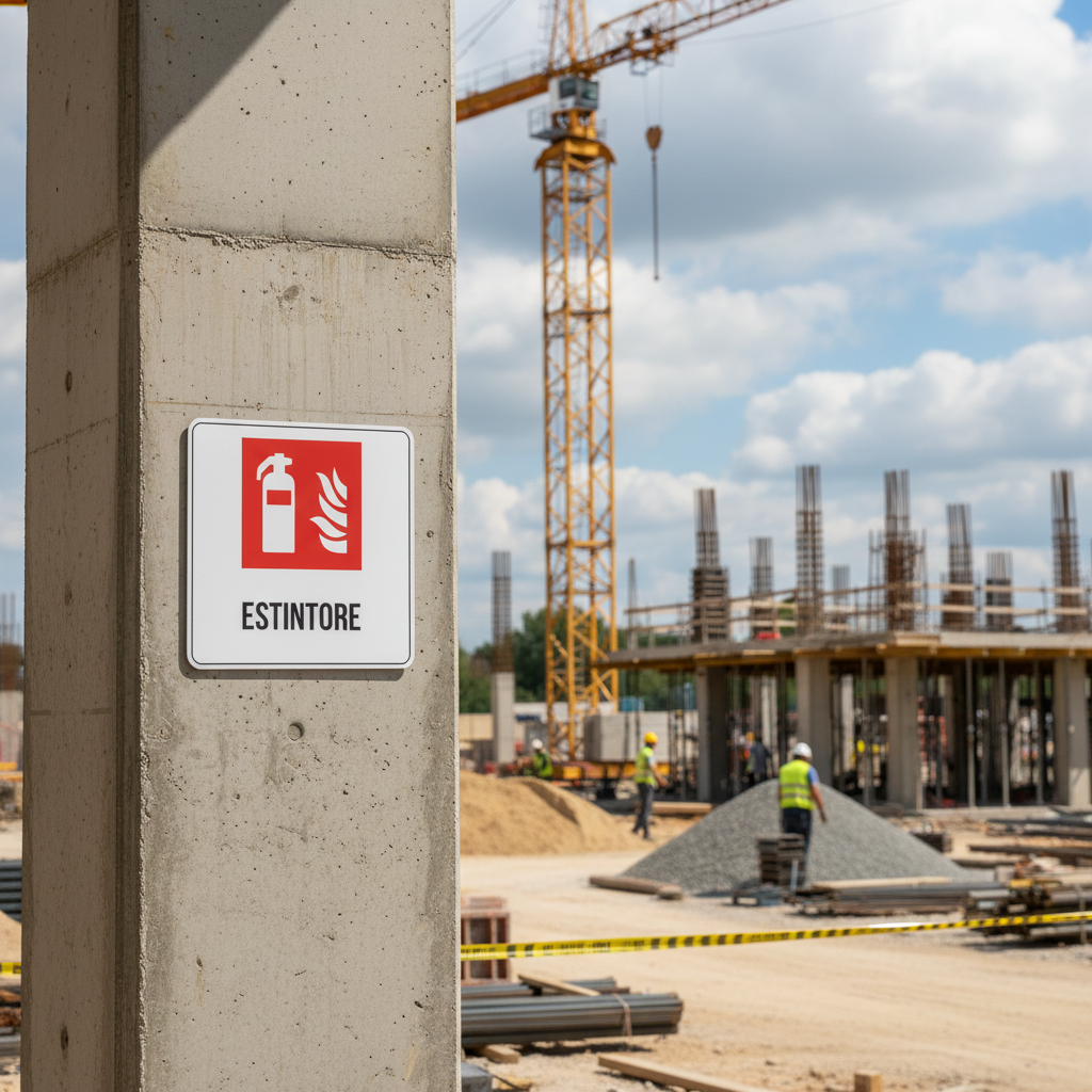 Cartello Estintore ambientato cantiere