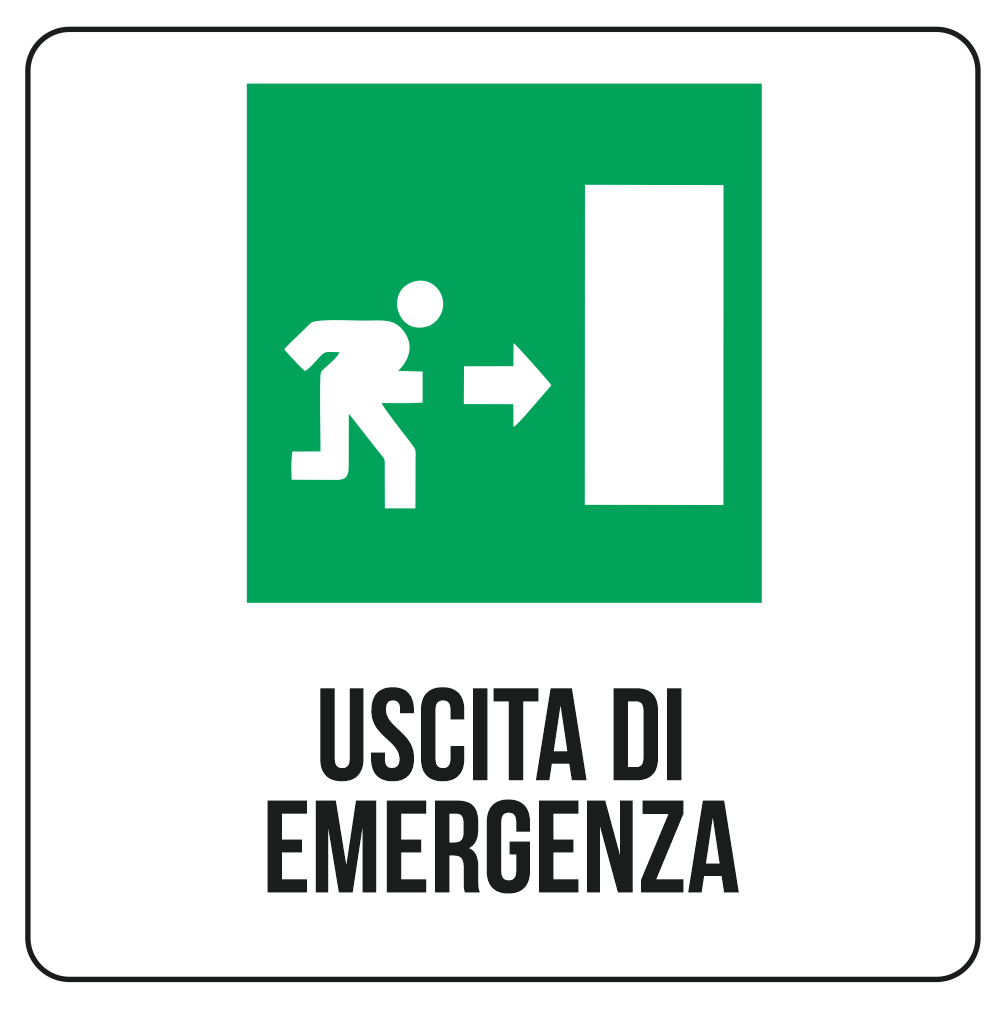 Cartello Uscita di Emergenza 40x40 cm in Polionda