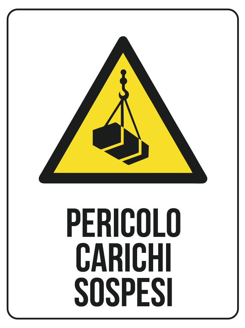 KIT 10 PZ - Cartello Pericolo Carichi Sospesi 30x40 cm in Polionda
