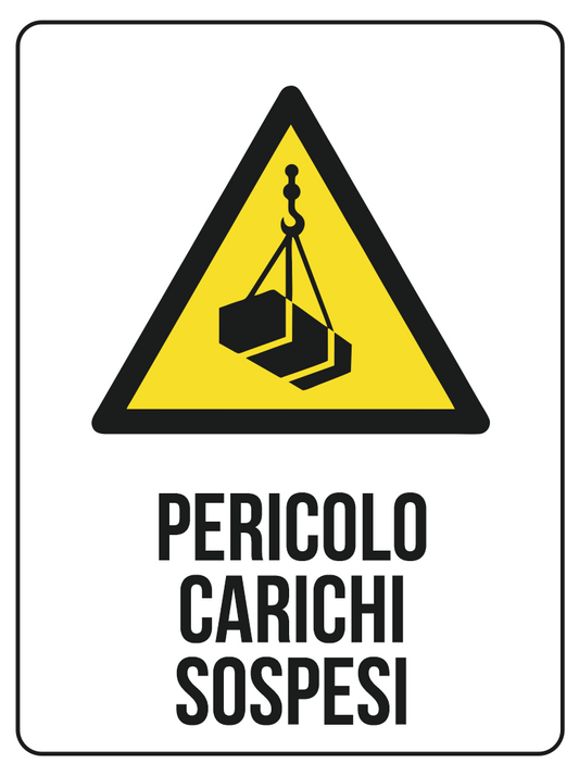 KIT 10 PZ - Cartello Pericolo Carichi Sospesi 30x40 cm in Polionda