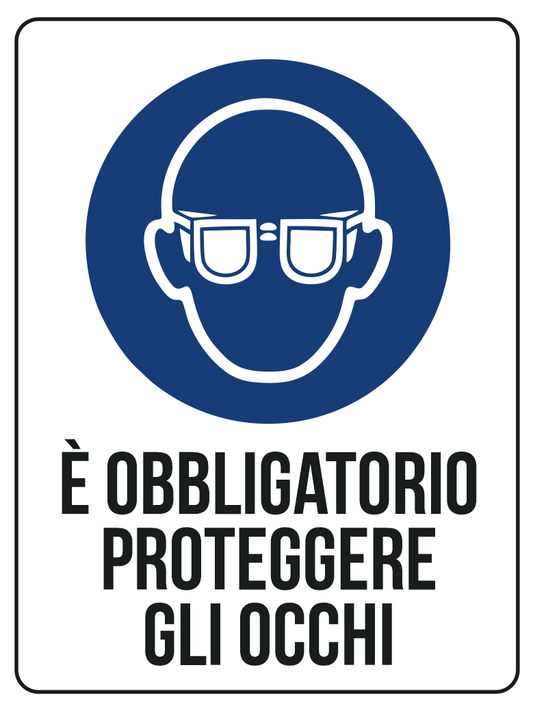 KIT 10 PZ - Cartello Obbligo Protezione Occhi 30x40 cm in Polionda