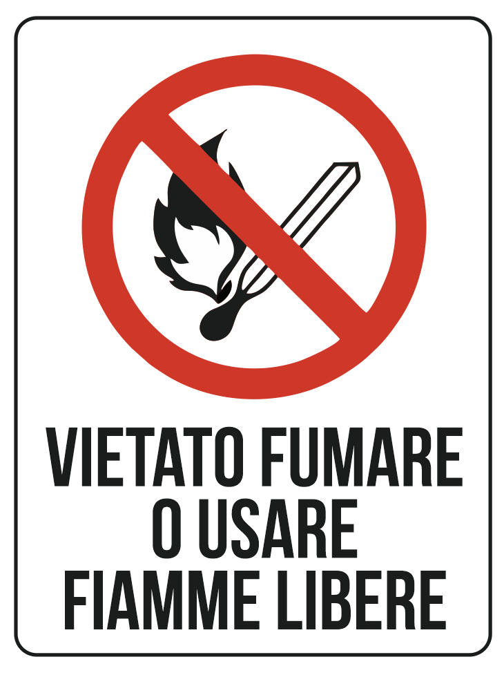 KIT 10 PZ - Cartello Vietato Fumare o Usare Fiamme Libere 30x40 cm in Polionda