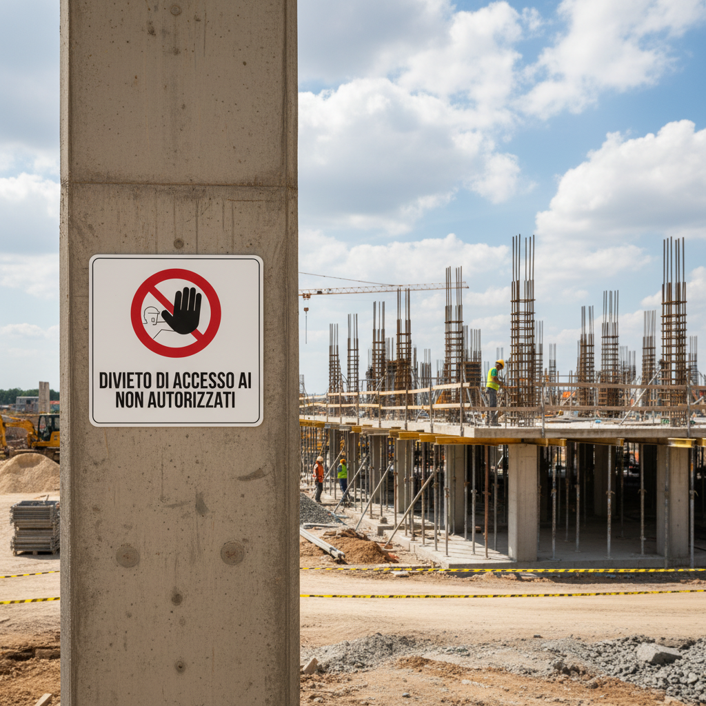 Cartello Divieto di Accesso ai Non Autorizzati ambientato cantiere