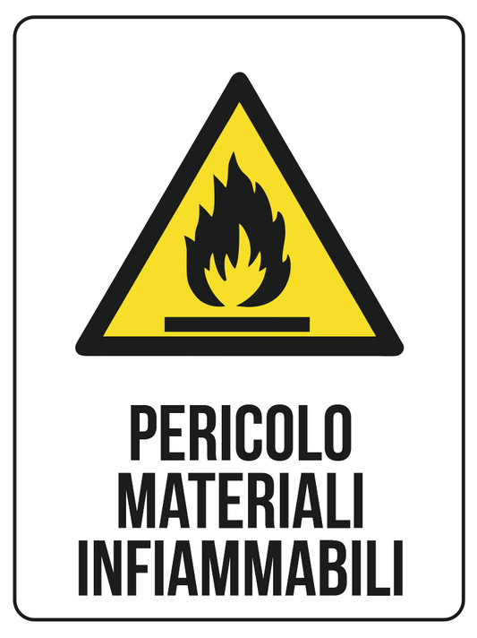 KIT 10 PZ - Cartello Pericolo Materiali Infiammabili 30x40 cm in Polionda