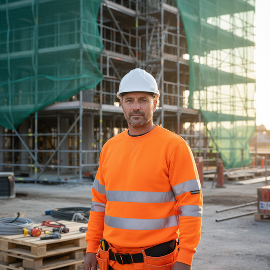 Felpa Girocollo Alta Visibilità Classe 2 indossata in cantiere