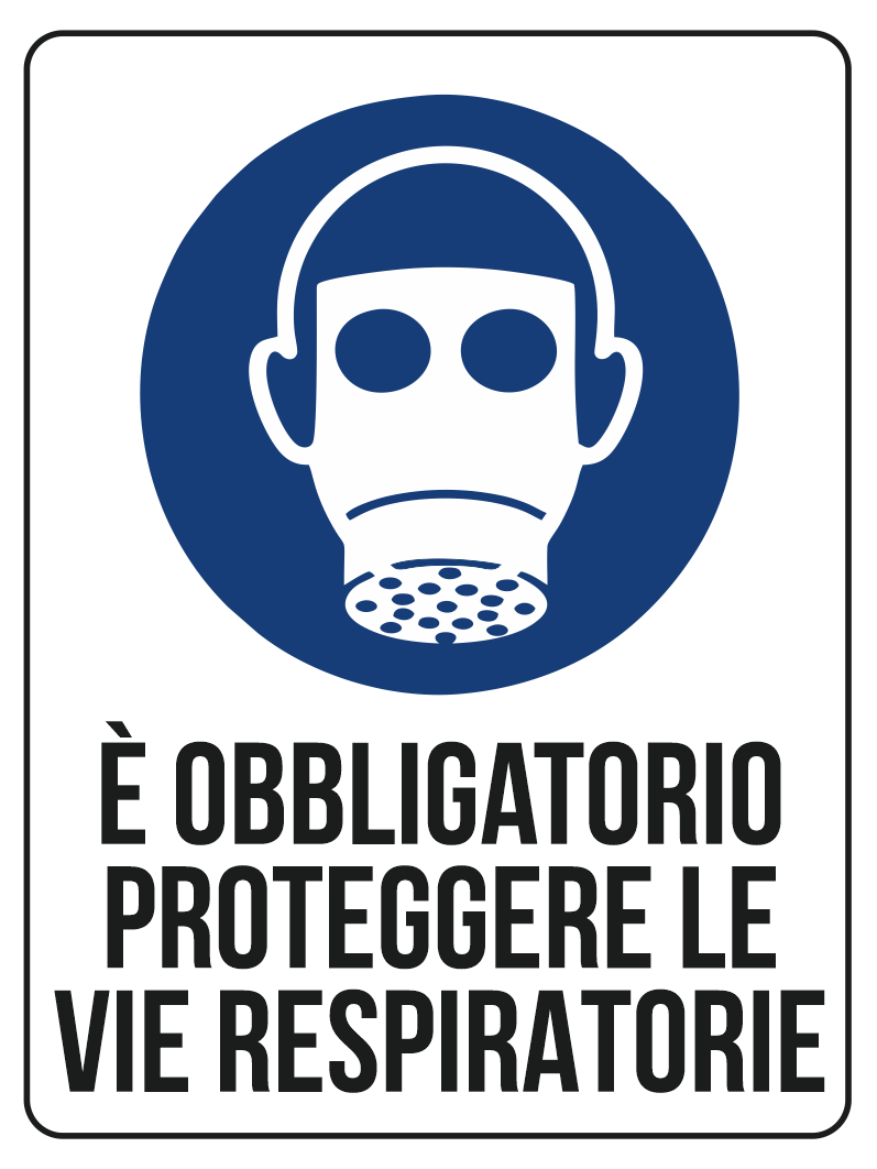 KIT 10 PZ - Cartello Obbligo Protezione Vie Respiratorie 30x40 cm in Polionda
