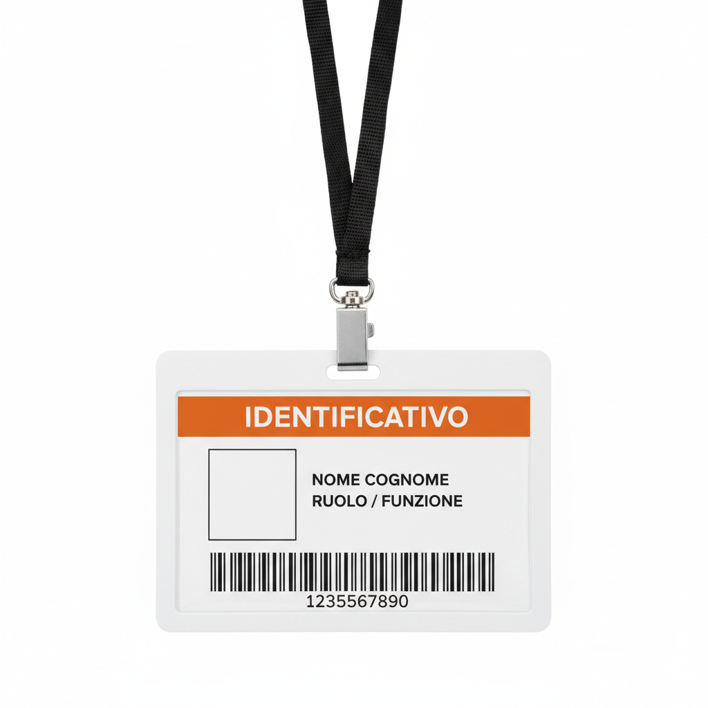 Badge cartellino da stampare con laccetto – fronte