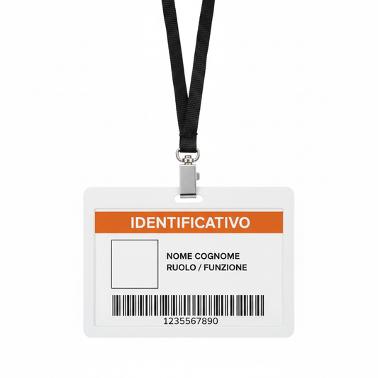 Badge cartellino da stampare con laccetto – fronte