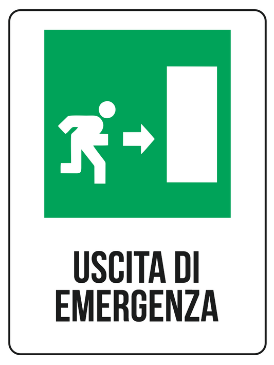 KIT 10 PZ - Cartello Uscita di Emergenza 30x40 cm in Polionda