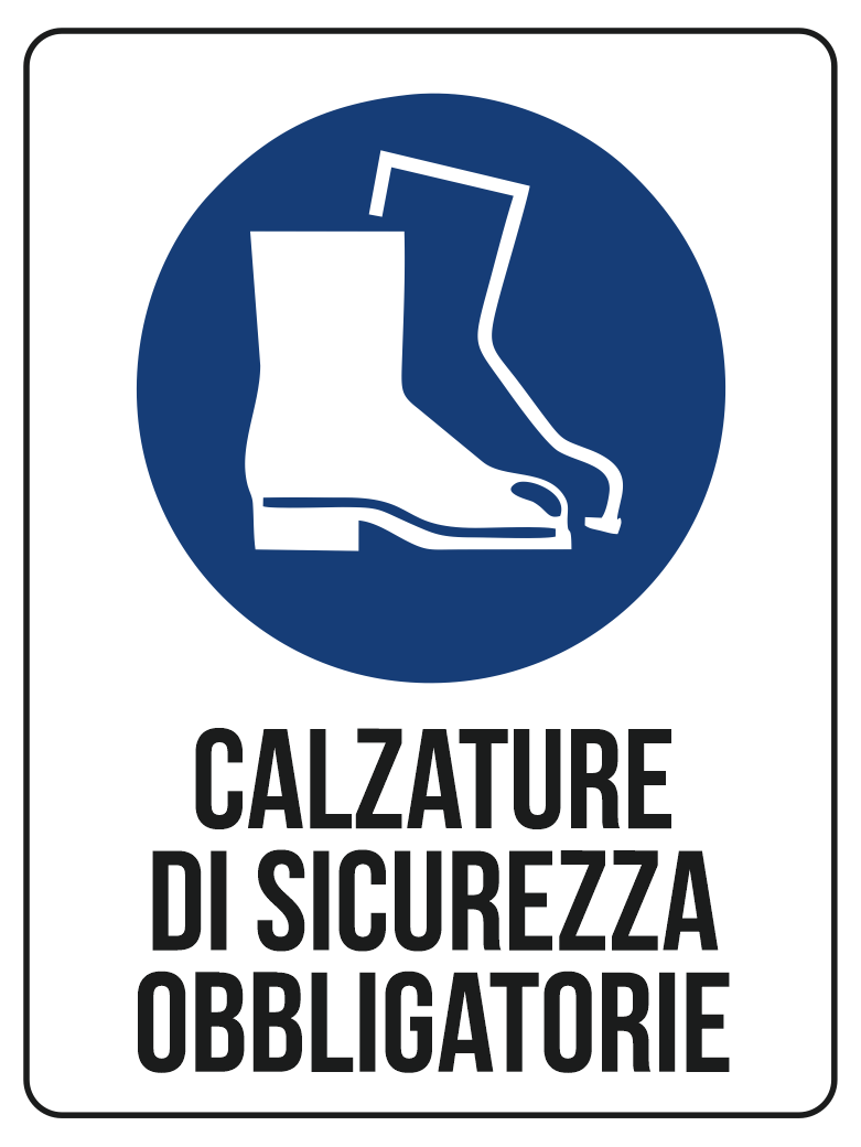 KIT 10 PZ - Cartello Obbligo Calzature di Sicurezza 30x40 cm in Polionda